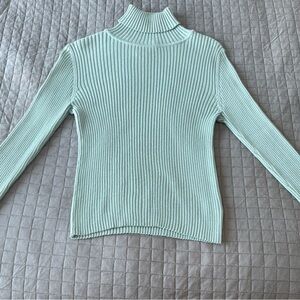 Global Nine Turquoise M (4-6) Turtleneck Cotton Long-Sleeve Knit Sweater